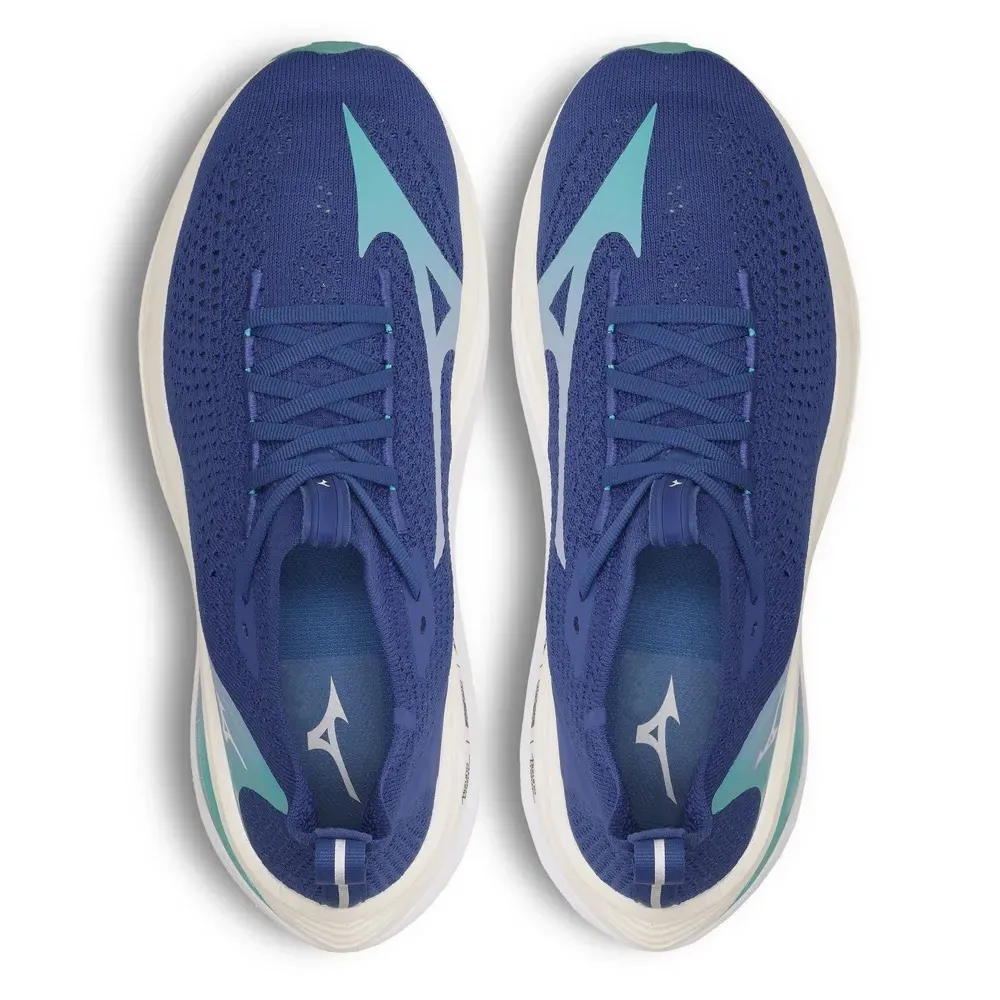 Tênis Mizuno Neo Vista 2 Masculino Azul vista lateral com detalhes em azul e branco